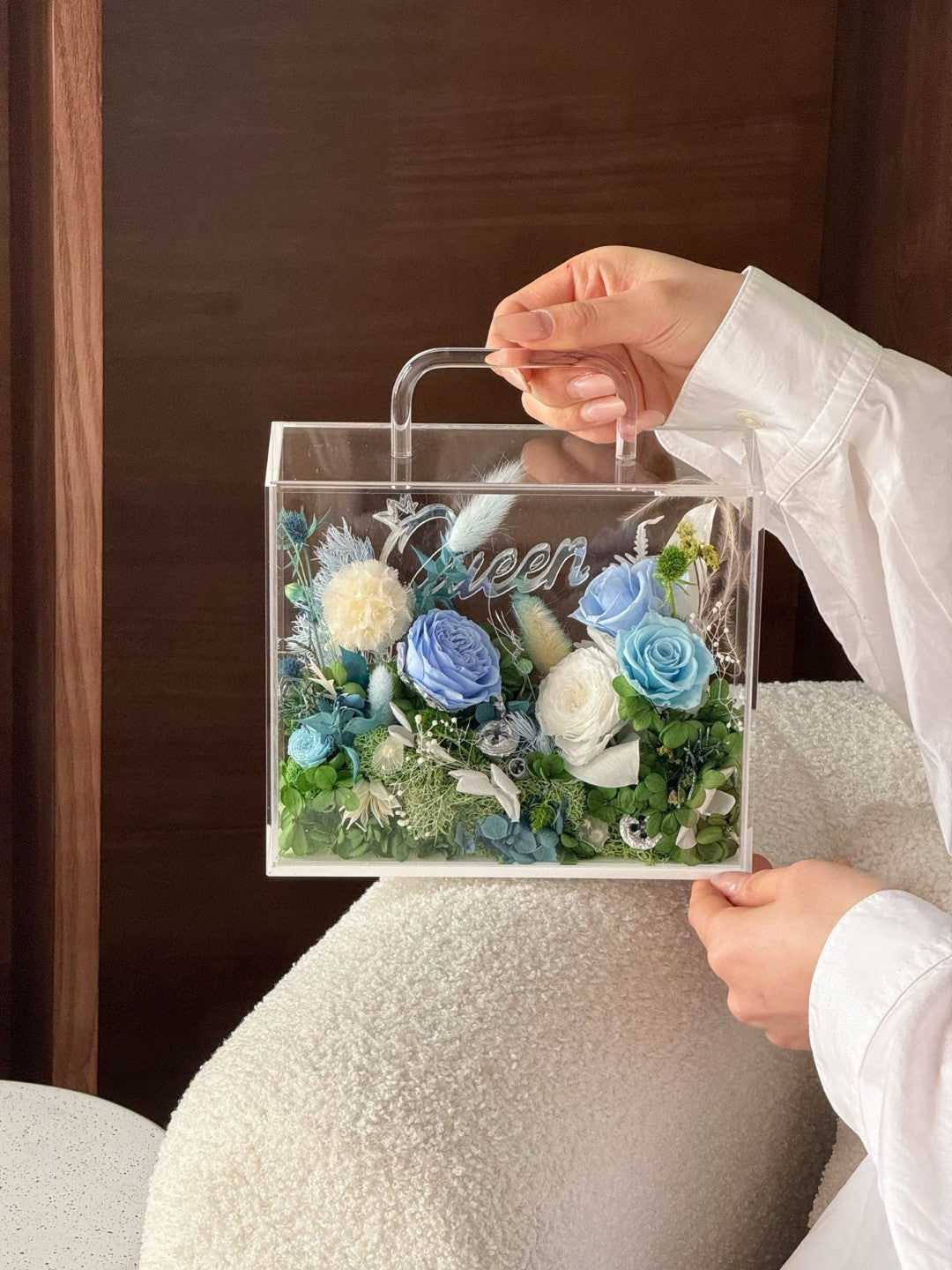 Preserved Rose Gift Box – A Surprise Gift; Rose Garden Gift Box with Carry Handle; Luxurious Eternal Rose Gift Box