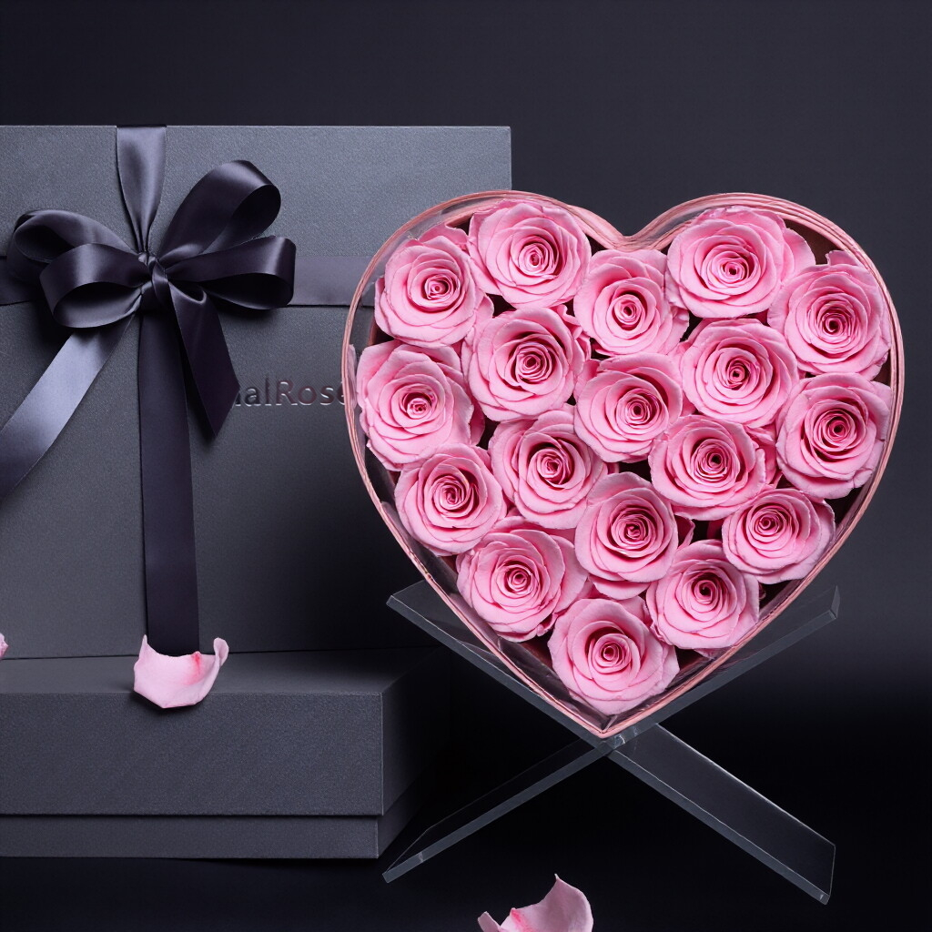 Romantic preserved flower rose gift box – Heart-shaped acrylic rose gift, ideal for anniversaries and Valentine's Day.