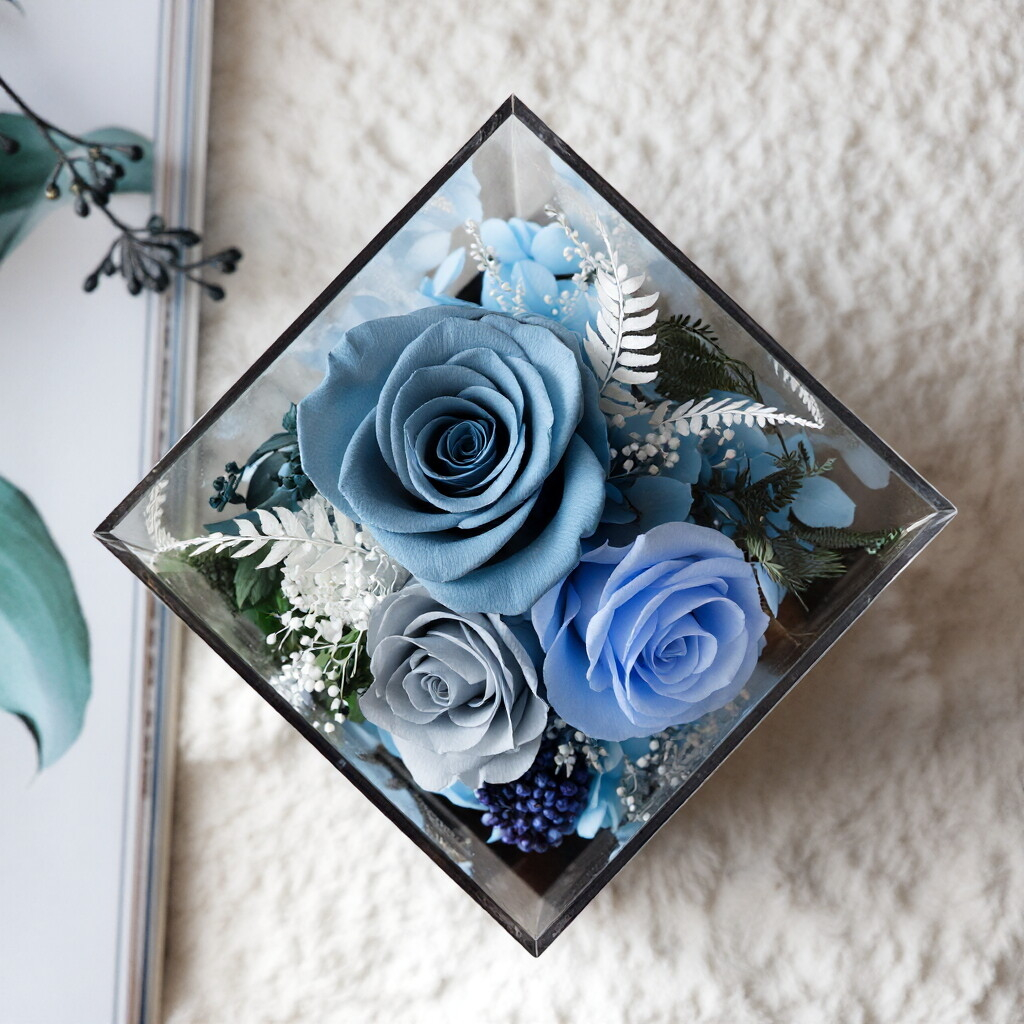 Preserved Flower Gift Box — Featuring Transparent Acrylic Packaging — An Ideal Choice for Festive Greetings, Mother's Day, and Birthday Gifts
