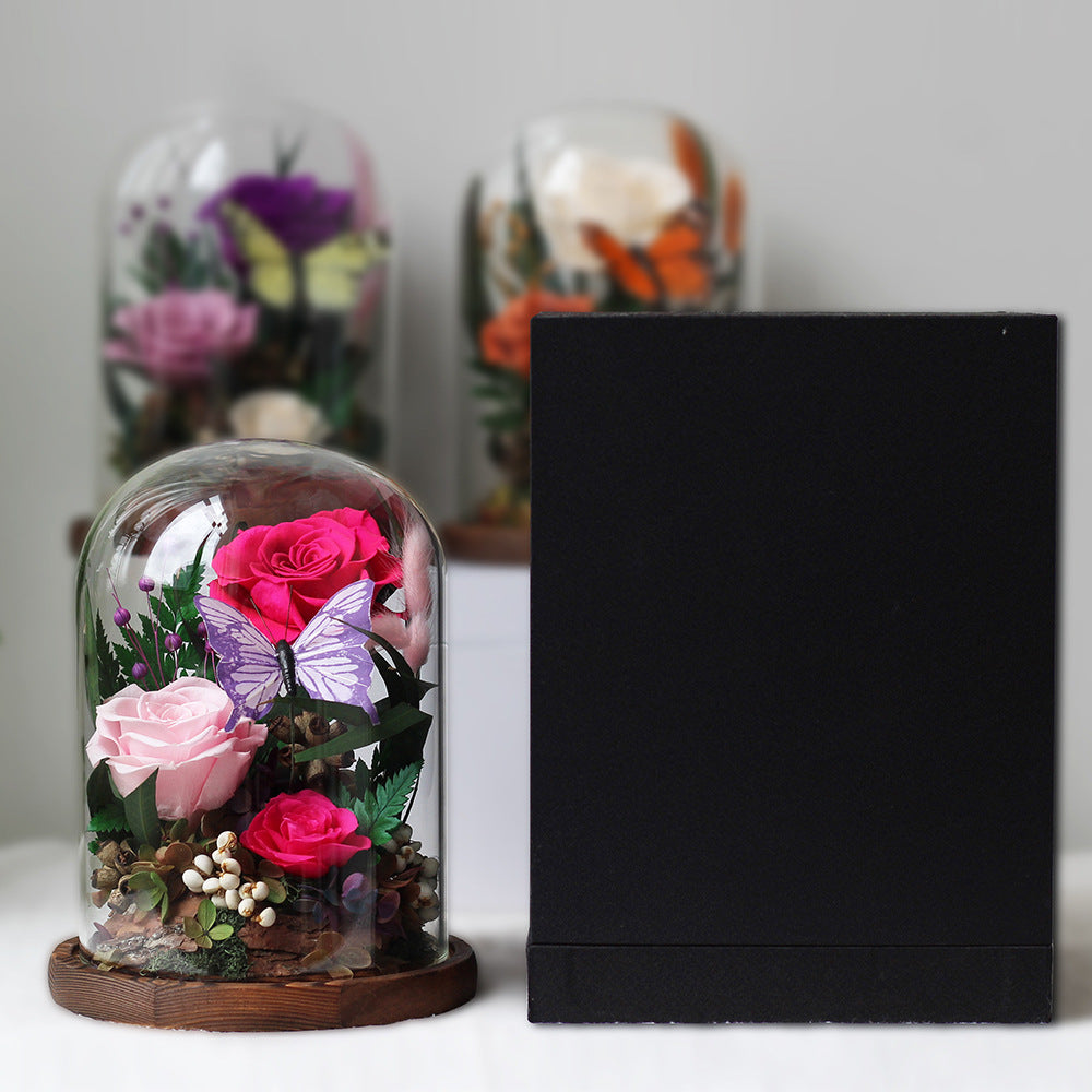 Exquisite Preserved Rose Glass Dome Garden — Valentine's Day Gift | Preserved Flower Gift Box, Birthday Present, Festive Keepsake