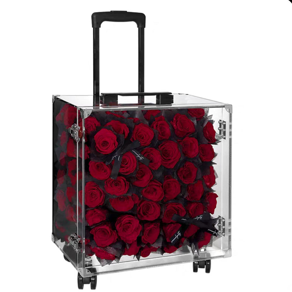 Freud Roses Preserved Flower Suitcase — Holiday Gift Box, Keepsake, Birthday Gift