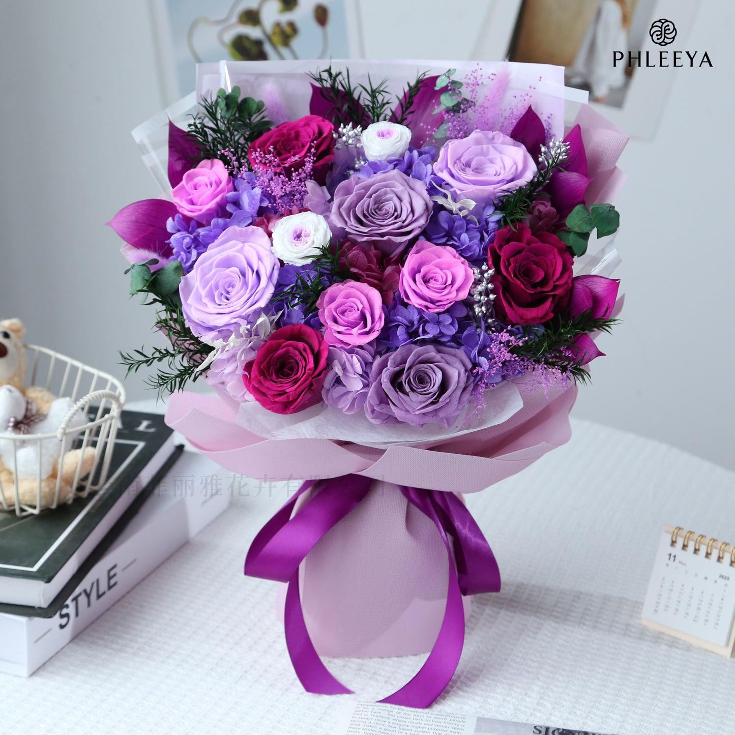 16 preserved flower bouquets, real flower bouquets, rose gift box, Mother's Day gift, graduation season gift box, Teacher's Day gift.