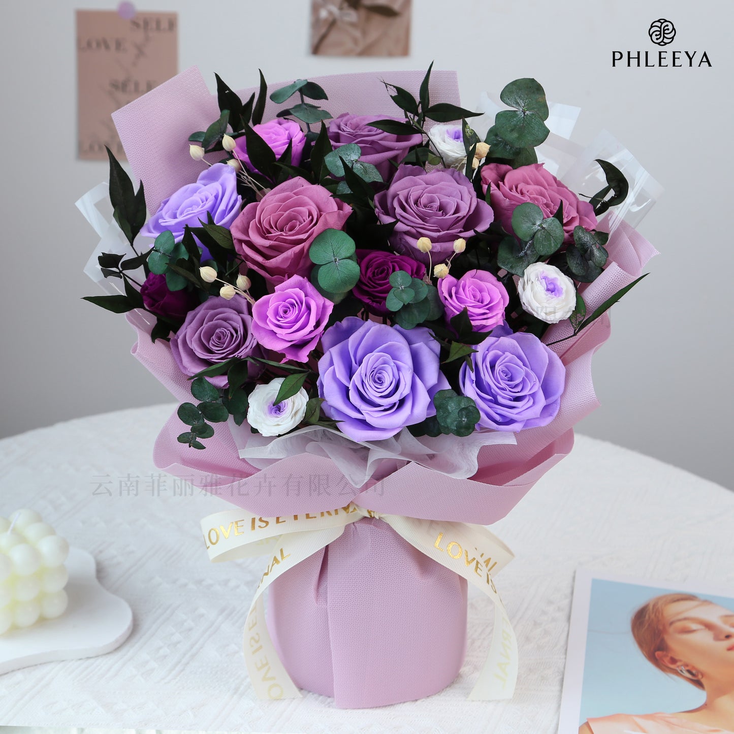 16 preserved flower bouquets, real flower bouquets, rose gift box, Mother's Day gift, graduation season gift box, Teacher's Day gift.