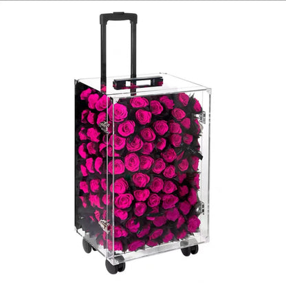 Freud Roses Preserved Flower Suitcase — Holiday Gift Box, Keepsake, Birthday Gift