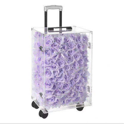 Freud Roses Preserved Flower Suitcase — Holiday Gift Box, Keepsake, Birthday Gift