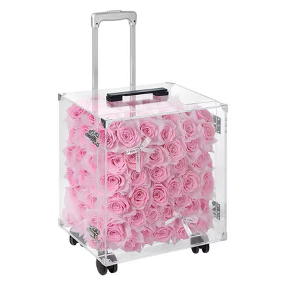 Freud Roses Preserved Flower Suitcase — Holiday Gift Box, Keepsake, Birthday Gift