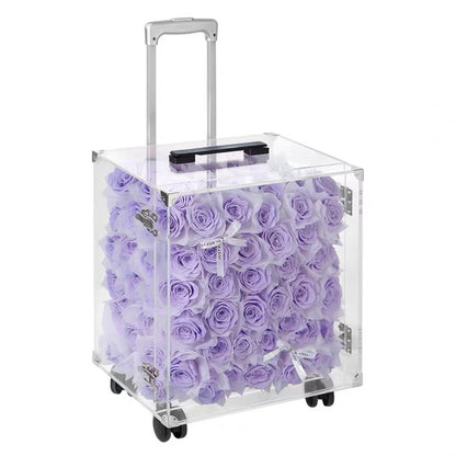 Freud Roses Preserved Flower Suitcase — Holiday Gift Box, Keepsake, Birthday Gift