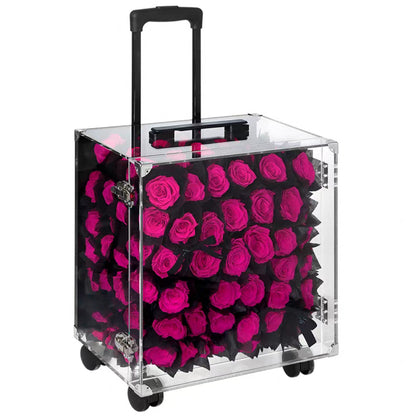 Freud Roses Preserved Flower Suitcase — Holiday Gift Box, Keepsake, Birthday Gift