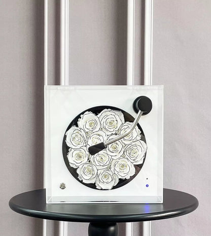 Bluetooth Record Player & Preserved Flower Creative Gift Box — An "Eternal Rose" Floral Surprise Birthday Gift for Her