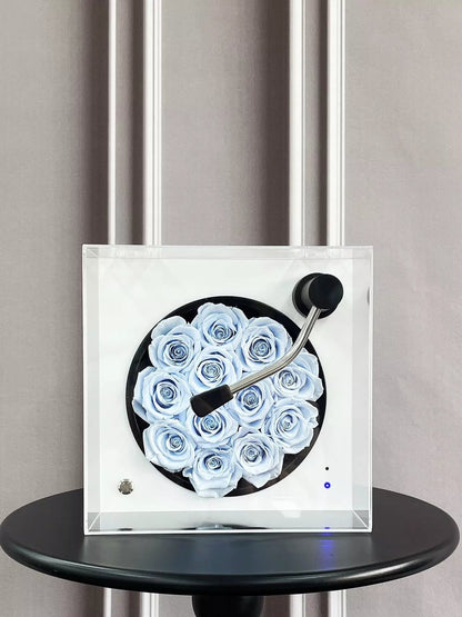 Bluetooth Record Player & Preserved Flower Creative Gift Box — An "Eternal Rose" Floral Surprise Birthday Gift for Her