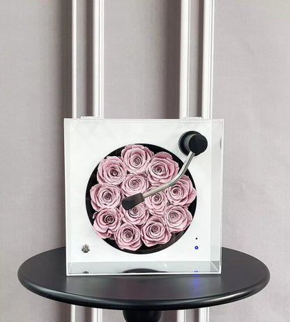 Bluetooth Record Player & Preserved Flower Creative Gift Box — An "Eternal Rose" Floral Surprise Birthday Gift for Her
