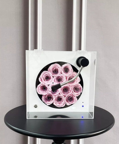 Bluetooth Record Player & Preserved Flower Creative Gift Box — An "Eternal Rose" Floral Surprise Birthday Gift for Her