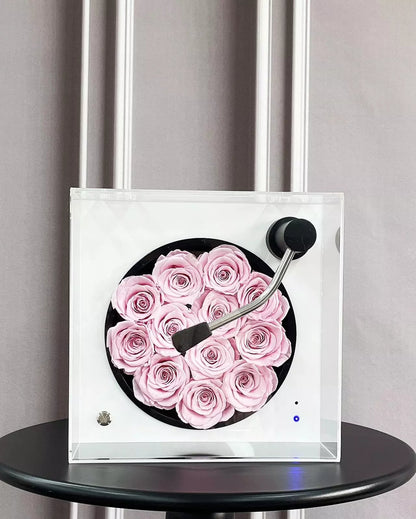 Bluetooth Record Player & Preserved Flower Creative Gift Box — An "Eternal Rose" Floral Surprise Birthday Gift for Her