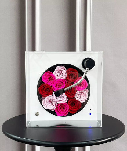 Bluetooth Record Player & Preserved Flower Creative Gift Box — An "Eternal Rose" Floral Surprise Birthday Gift for Her