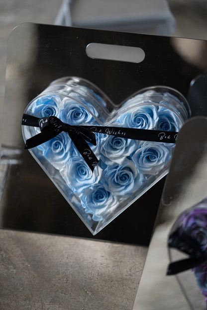 Preserved Rose Mirror-Heart Ornament — The Perfect Gift for Qixi Festival; Also Ideal for Anniversaries, Wedding Favors, and Birthday Celebrations.