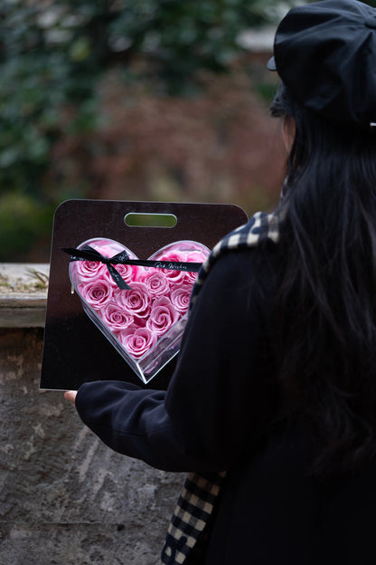 Preserved Rose Mirror-Heart Ornament — The Perfect Gift for Qixi Festival; Also Ideal for Anniversaries, Wedding Favors, and Birthday Celebrations.