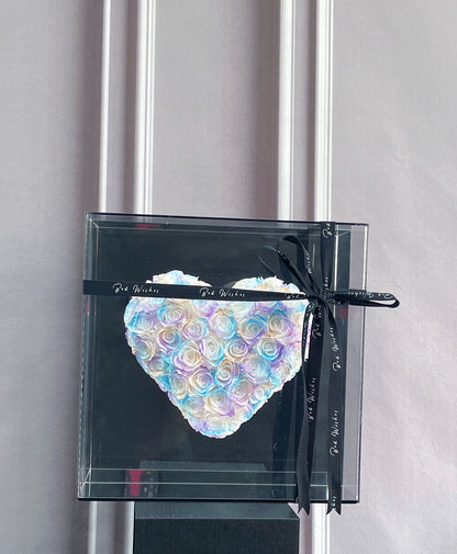 Acrylic Preserved Rose Heart-Shaped Gift Box — A Romantic Gift for Your Beloved; Ideal for Birthdays, Holidays, and Wedding Favors