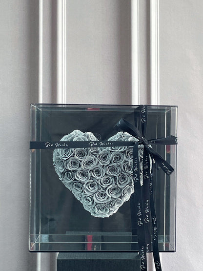 Acrylic Preserved Rose Heart-Shaped Gift Box — A Romantic Gift for Your Beloved; Ideal for Birthdays, Holidays, and Wedding Favors