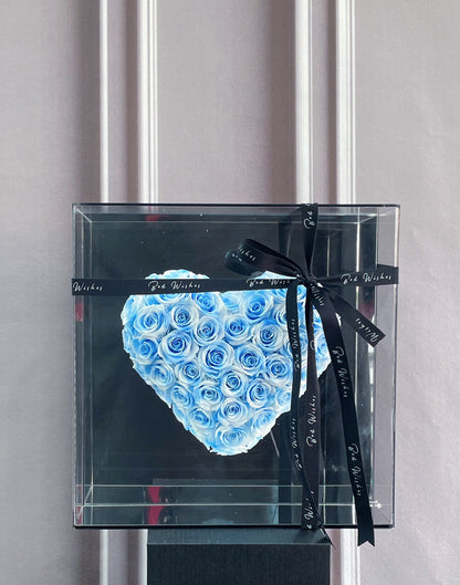 Acrylic Preserved Rose Heart-Shaped Gift Box — A Romantic Gift for Your Beloved; Ideal for Birthdays, Holidays, and Wedding Favors