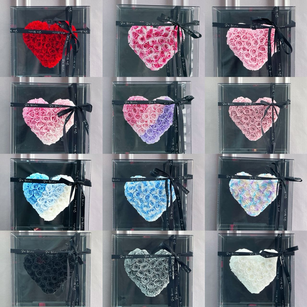Acrylic Preserved Rose Heart-Shaped Gift Box — A Romantic Gift for Your Beloved; Ideal for Birthdays, Holidays, and Wedding Favors
