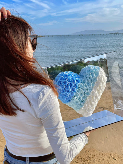 Creative Preserved Rose & Mirror-Finish Heart-Shaped Gift Box — A Birthday Surprise for Your Girlfriend