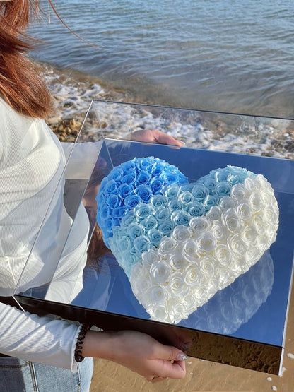 Creative Preserved Rose & Mirror-Finish Heart-Shaped Gift Box — A Birthday Surprise for Your Girlfriend