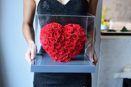 Unfading Love Rose Heart - Mirror Polish 3D Art Gift for Girlfriend, Symbol of Eternal Love and Romance