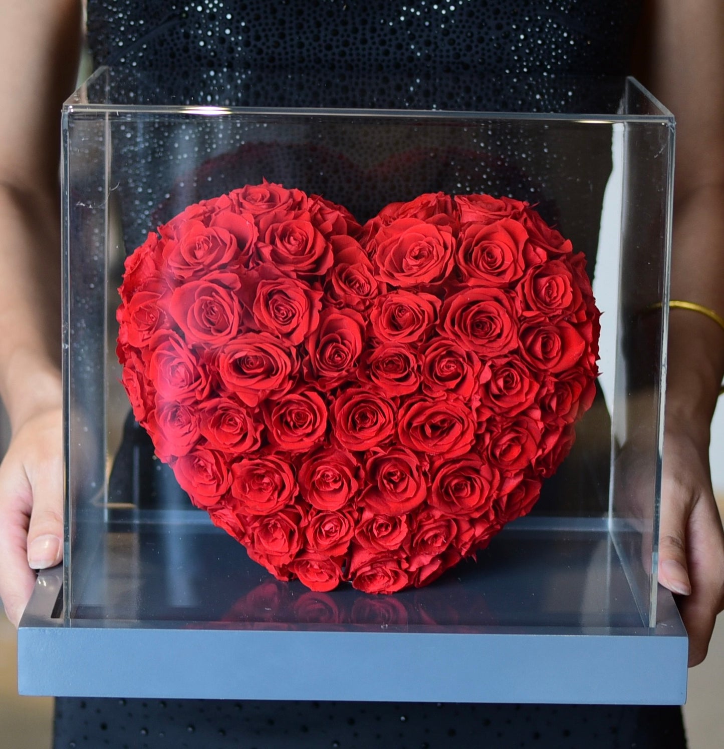 Unfading Love Rose Heart - Mirror Polish 3D Art Gift for Girlfriend, Symbol of Eternal Love and Romance