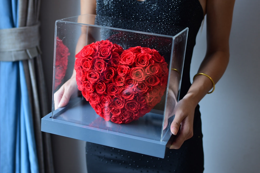 Unfading Love Rose Heart - Mirror Polish 3D Art Gift for Girlfriend, Symbol of Eternal Love and Romance