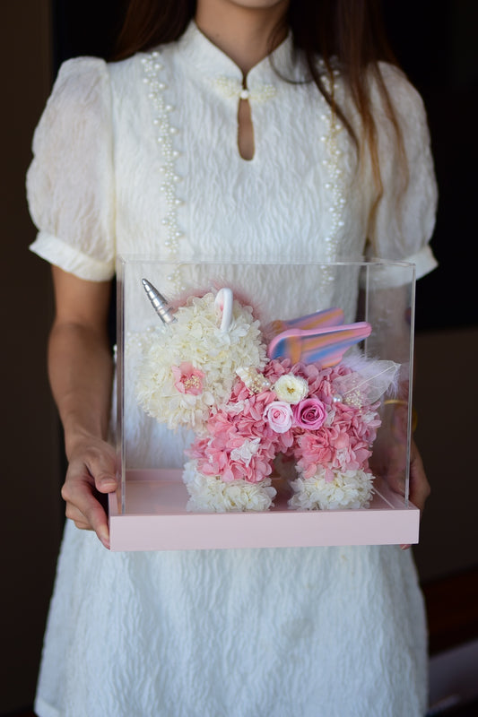 A Creative Preserved Flower Cartoon Unicorn—A Delightful Surprise Gift for Valentine's Day or Birthdays