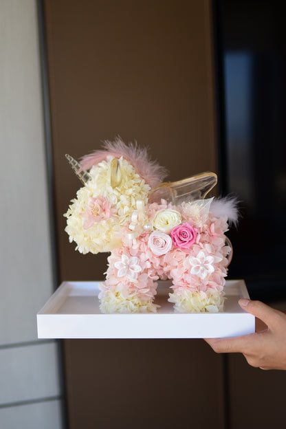 Preserved Flower Unicorn Shaped Creative Art Ornament Gift Box, Holiday Blessing Gift Box, Children's Birthday Gift