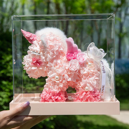Preserved Flower Cartoon Unicorn Gift Box — Festive, Birthday, and Creative Gift Box