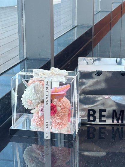 Charming & Adorable Preserved Flower Unicorn Ornament — Elegant Anniversary Gift Box, Ideal Holiday Present & Birthday Gift Set