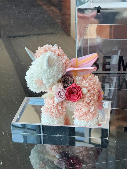 Charming & Adorable Preserved Flower Unicorn Ornament — Elegant Anniversary Gift Box, Ideal Holiday Present & Birthday Gift Set