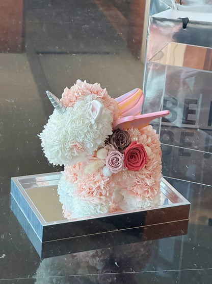 Charming & Adorable Preserved Flower Unicorn Ornament — Elegant Anniversary Gift Box, Ideal Holiday Present & Birthday Gift Set
