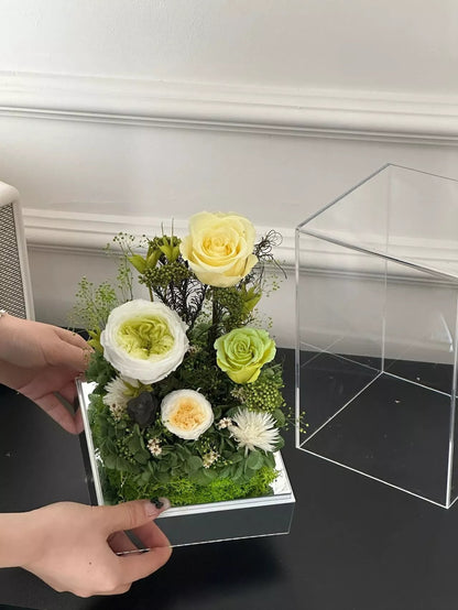 Premium Preserved Flower Garden Gift Box: Acrylic Everlasting Rose Ornament — A Birthday and Valentine's Day Gift for Female Friends