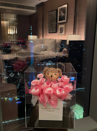 Creative Floral Keepsake: Cartoon Figurine & Preserved Flower Arrangement — A Perfect Qixi Festival Gift: A Surprise Box for Your Girlfriend