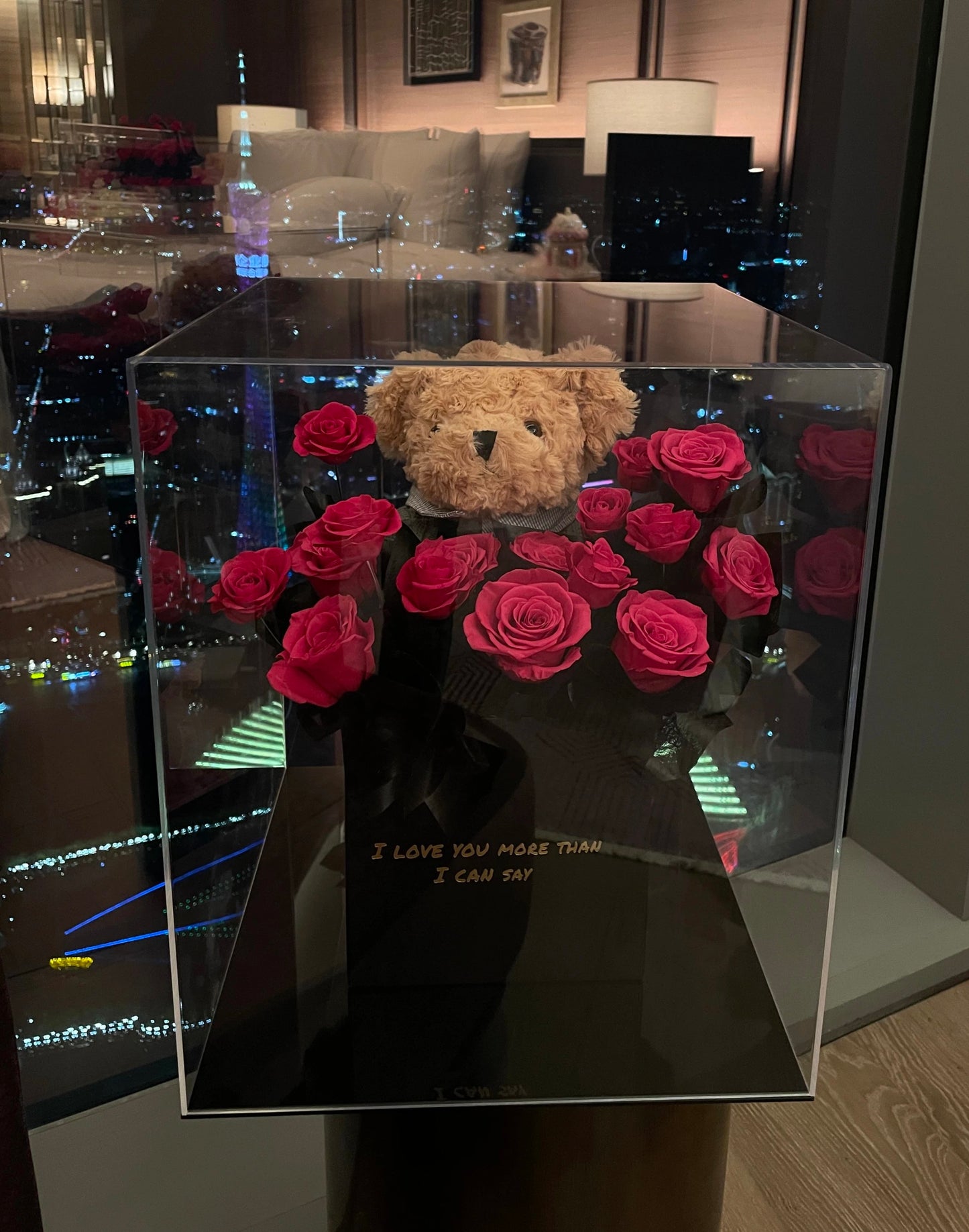 KIARA trendy flower factory Chinese Valentine's Day gift preserved flower rose teddy bear garden ornaments gift for girlfriend