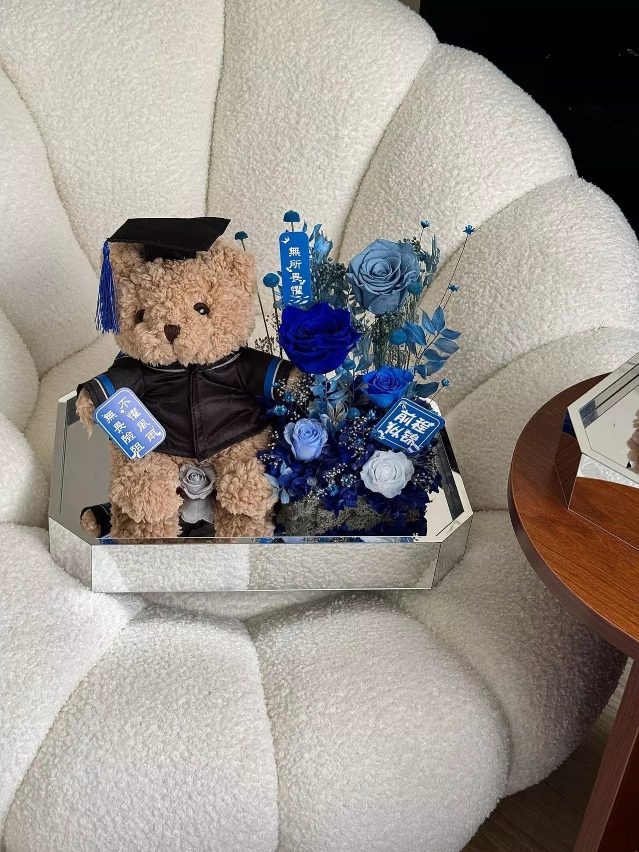 Large Teddy Bear and Preserved Rose Combination Graduation Season Flower Doll Gift Birthday Gift Bijie Gift