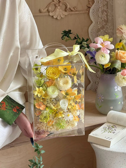 Creative Preserved Flower Gift Box: "Yellow Rose Garden" Handbag-Style Box — A Surprising and Creative Gift for Mother's Day