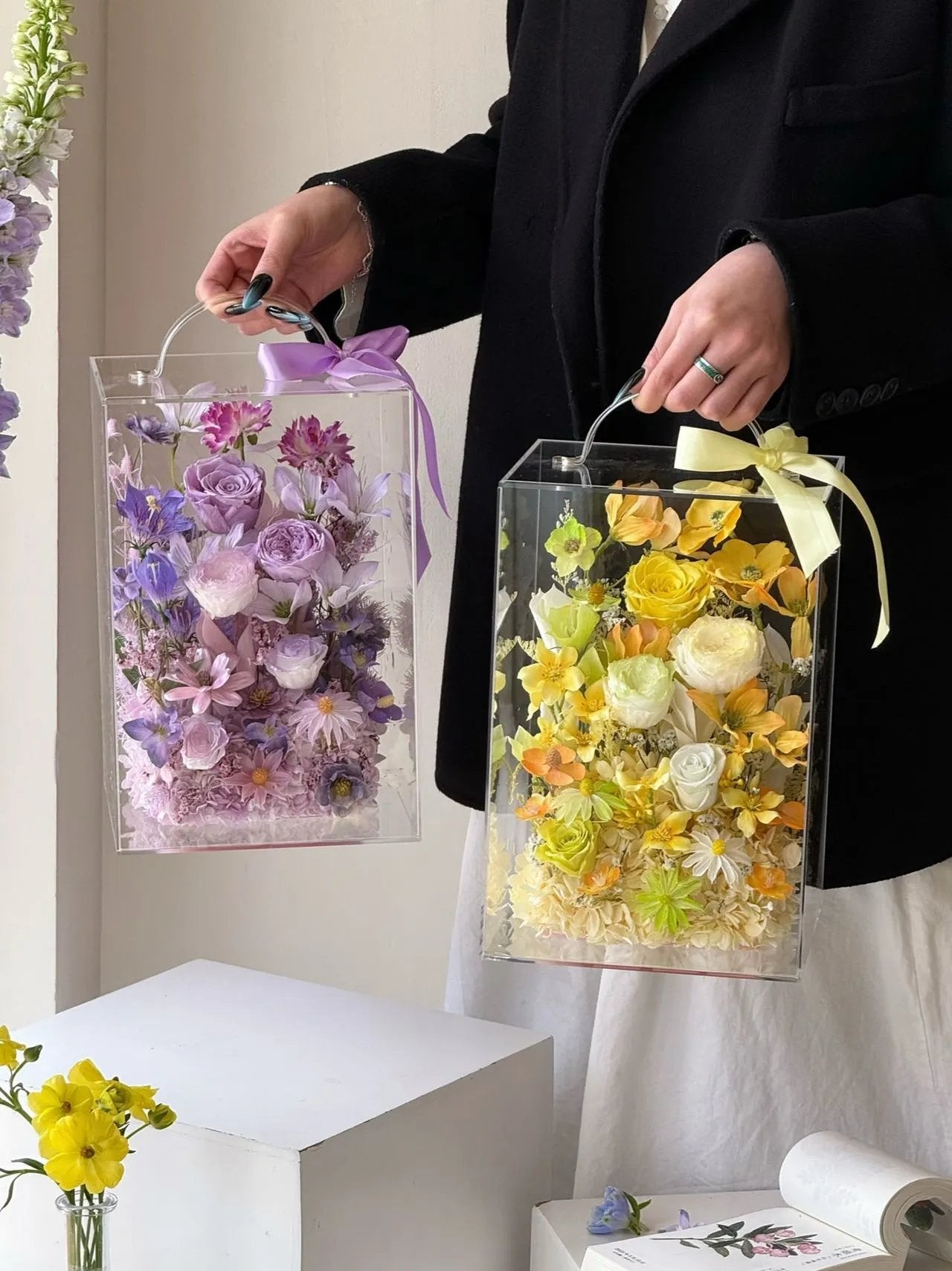 Creative Preserved Flower Gift Box: "Yellow Rose Garden" Handbag-Style Box — A Surprising and Creative Gift for Mother's Day