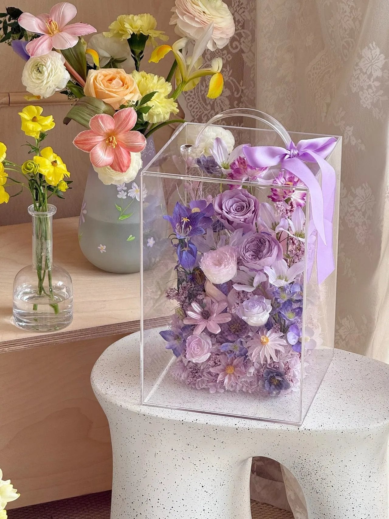 Creative Preserved Flower Gift Box: "Yellow Rose Garden" Handbag-Style Box — A Surprising and Creative Gift for Mother's Day