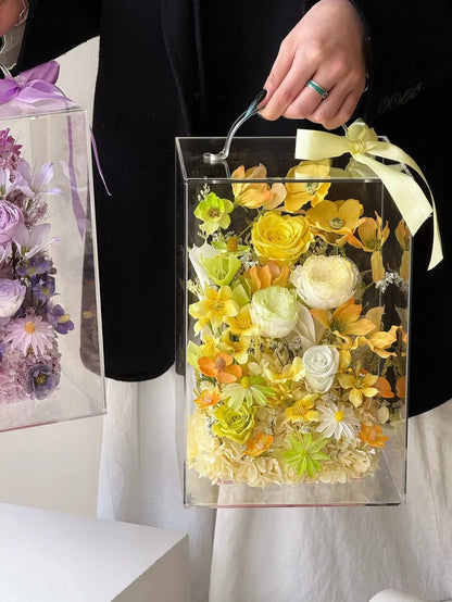 Creative Preserved Flower Gift Box: "Yellow Rose Garden" Handbag-Style Box — A Surprising and Creative Gift for Mother's Day