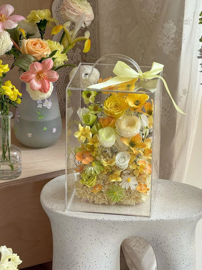 Creative Preserved Flower Gift Box: "Yellow Rose Garden" Handbag-Style Box — A Surprising and Creative Gift for Mother's Day