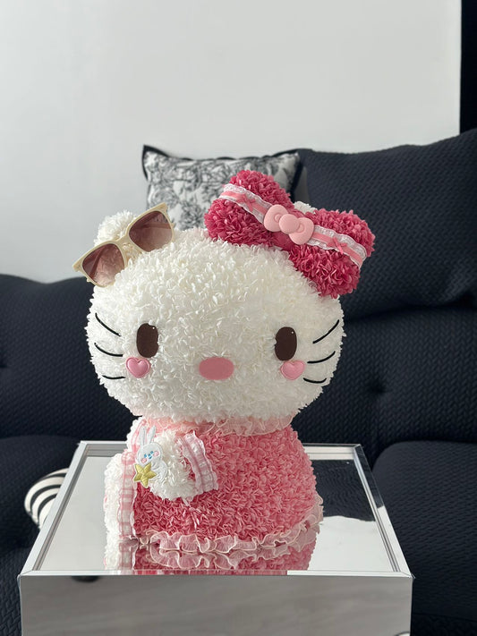 Preserved Flower Hello Kitty Figurine Doll - Eternal Bloom Toy, Perfect Gift for Hello Kitty Enthusiasts