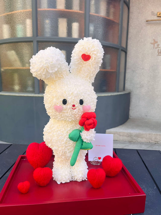 Creative Cartoon Preserved Flower Ornament — Cute Little Rabbit: A Surprise Birthday Gift for Children