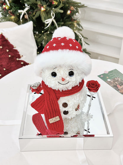 Creative Cartoon Snowman Preserved Flower Art Ornament: Featuring an adorable cartoon snowman design, it makes for a delightful birthday gift.