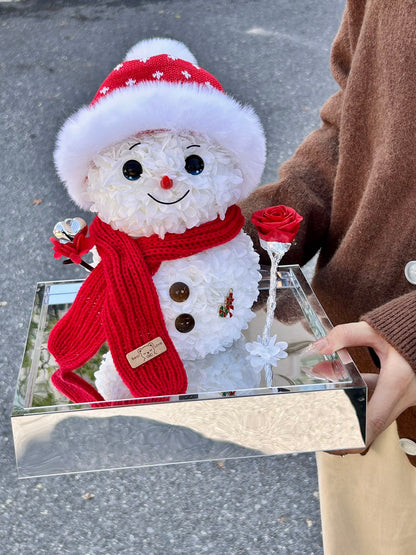Creative Cartoon Snowman Preserved Flower Art Ornament: Featuring an adorable cartoon snowman design, it makes for a delightful birthday gift.