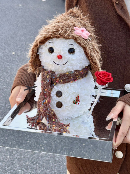 Creative Cartoon Snowman Preserved Flower Art Ornament: Featuring an adorable cartoon snowman design, it makes for a delightful birthday gift.