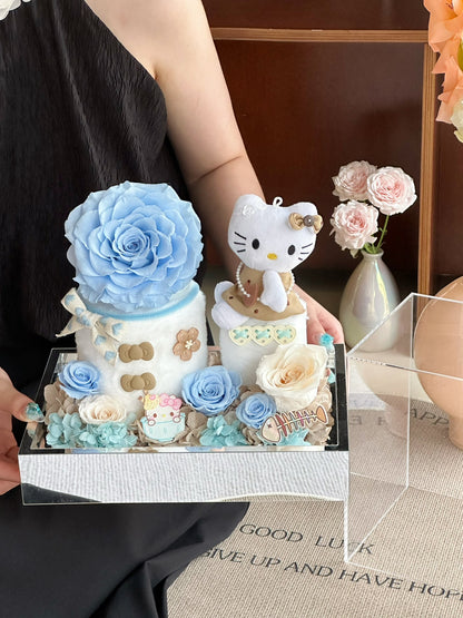 Creative Preserved Flower Gift Box × Cartoon Doll Garden Art Ornament — A Gift for Valentine's Day, Birthdays, and Anniversaries